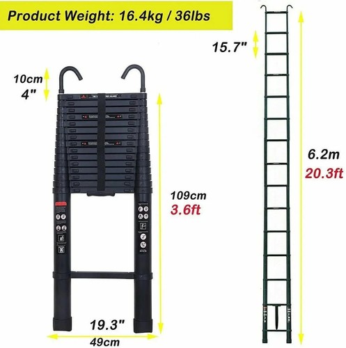 2m telescopic ladder - 6.2m,