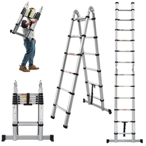 Aluminum telescopic ladder - aluminum, a