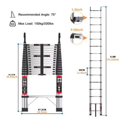 2m telescopic ladder - 6.2m,