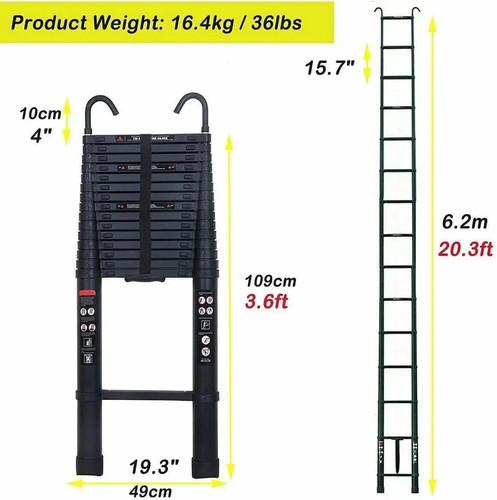 2m telescopic ladder - 6.2m,
